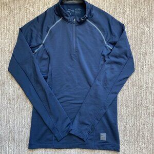 Men's Small Nike Pro Quarter Zip Fitted Long Sleeve Shirt Dri Fit Blue